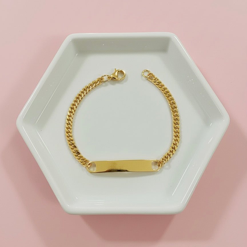 Pulsera Acero Cubana Dorada Niño y Niña