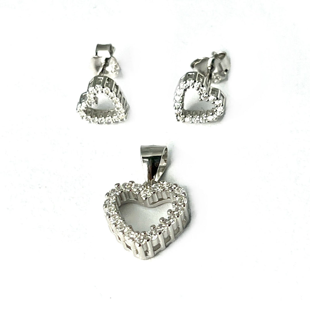 Juego Plata Corazón Circonias