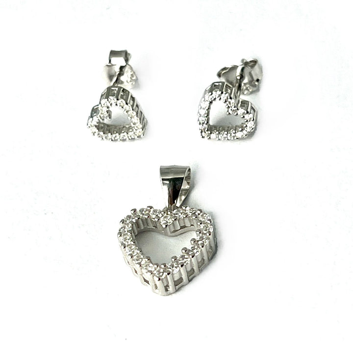 Juego Plata Corazón Circonias