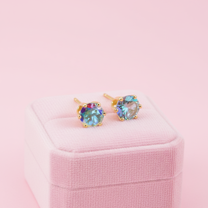 Aretes de Acero Redondo Topacio