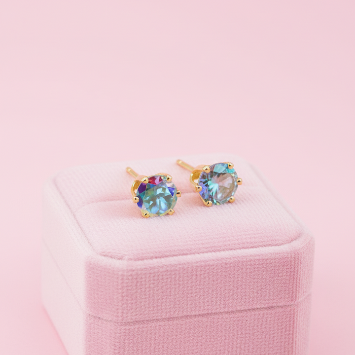 Aretes de Acero Redondo Topacio