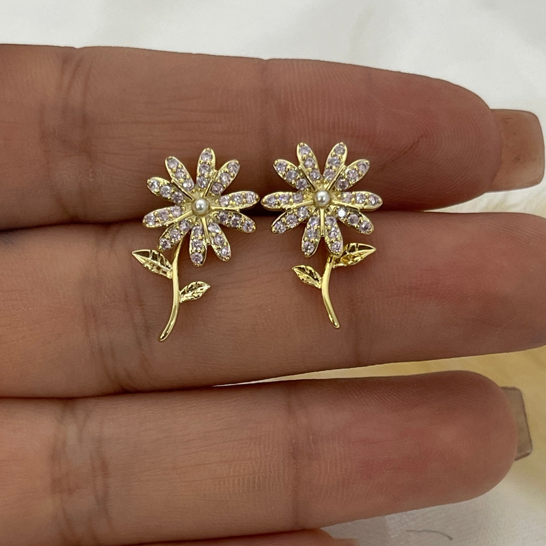 Aretes Acero Dulce Flor Rosa