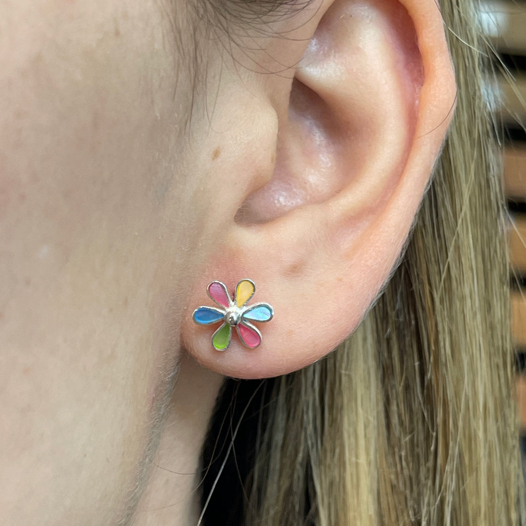 Aretes Flor Colores 🌺 9MM