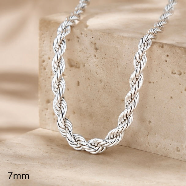 Cadena Acero 7MM Mecate 60CM Plateada Blanco