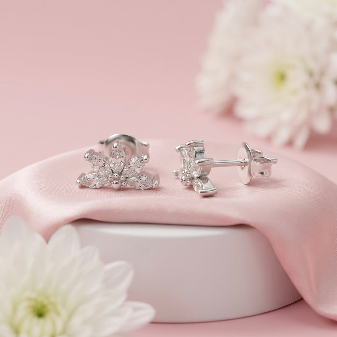 Aretes Plata 🌷Media Flor Grande