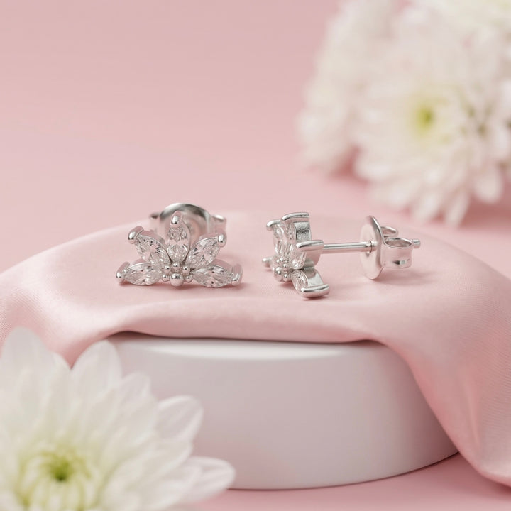Aretes Plata 🌷Media Flor Grande