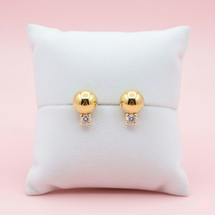 Aretes de Oro 10k Bola Circonia 6MM