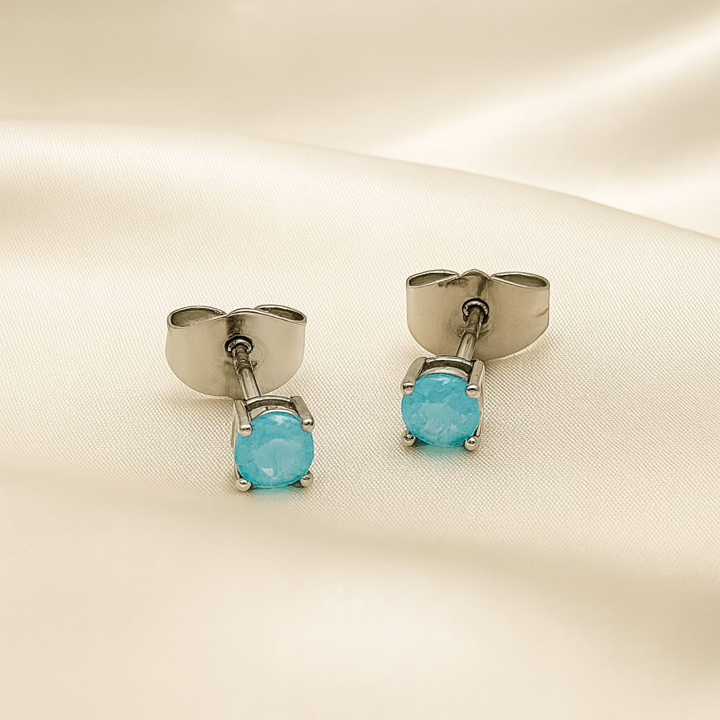 Aretes de Acero Chispas Baby Turquoise