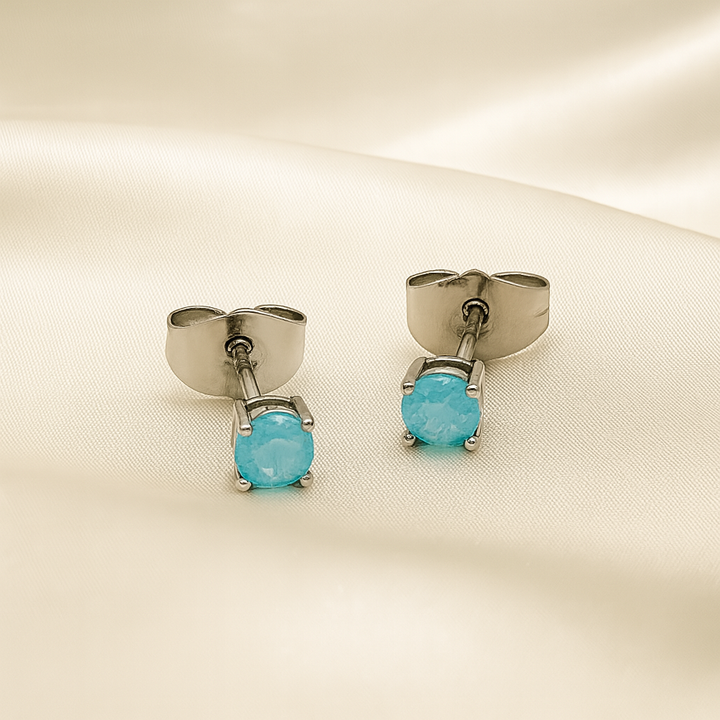 Aretes de Acero Chispas Baby Turquoise