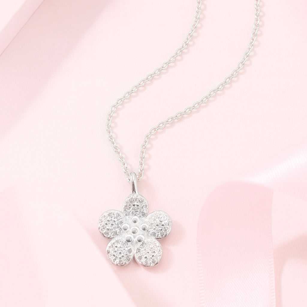 Collar Plata Flor Grande