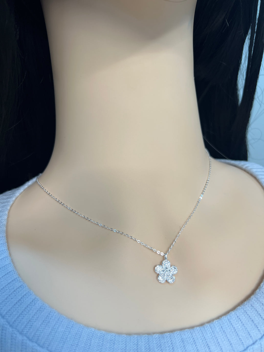 Collar Plata Flor Grande