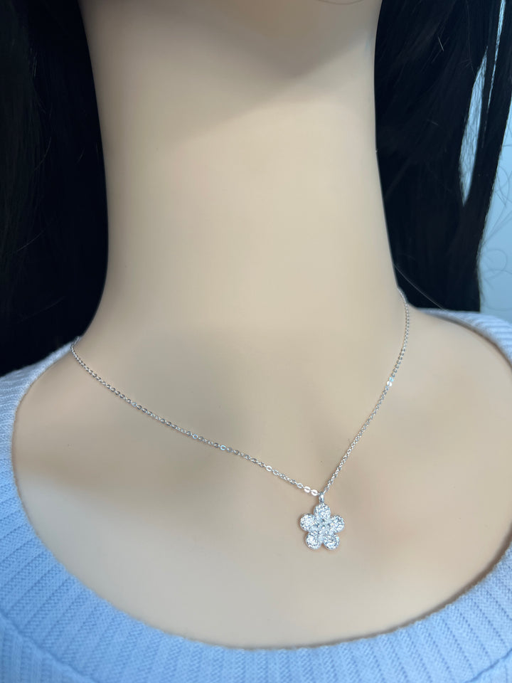 Collar Plata Flor Grande