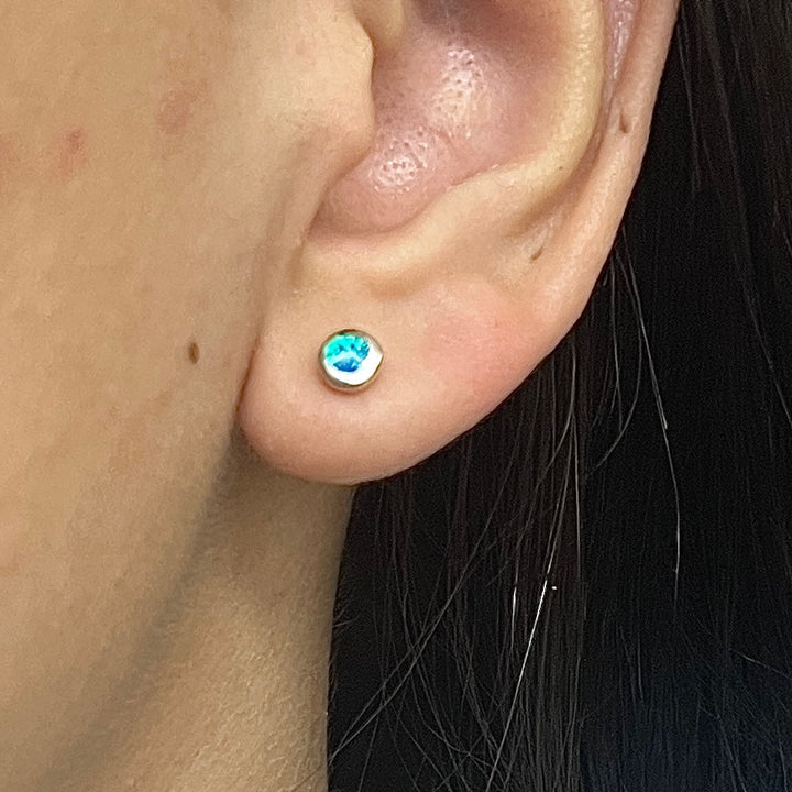  ▷ Aretes Ópalo Redondos 8MM 🔵| Plata 925 | Nicola Joyería 🇨🇷