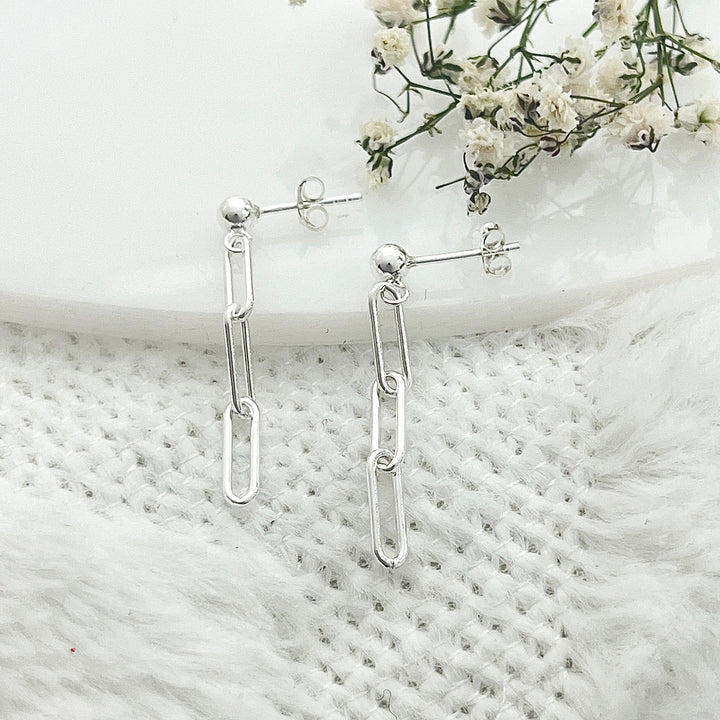 ▷ Aretes Eslabones Largos 🔗 Plata 925 | Nicola Joyería 🇨🇷