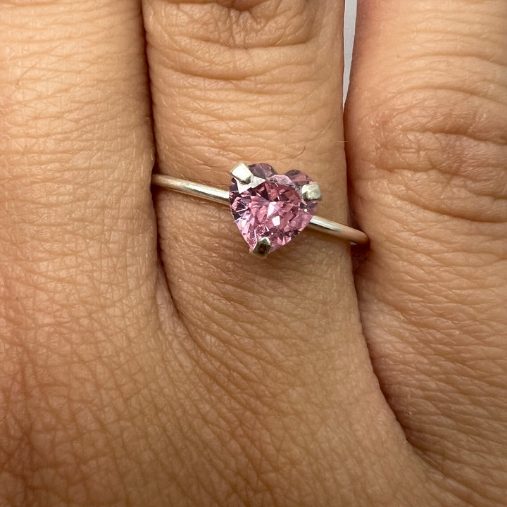 Anillo de Plata Promesa Corazón Rosado 🩷