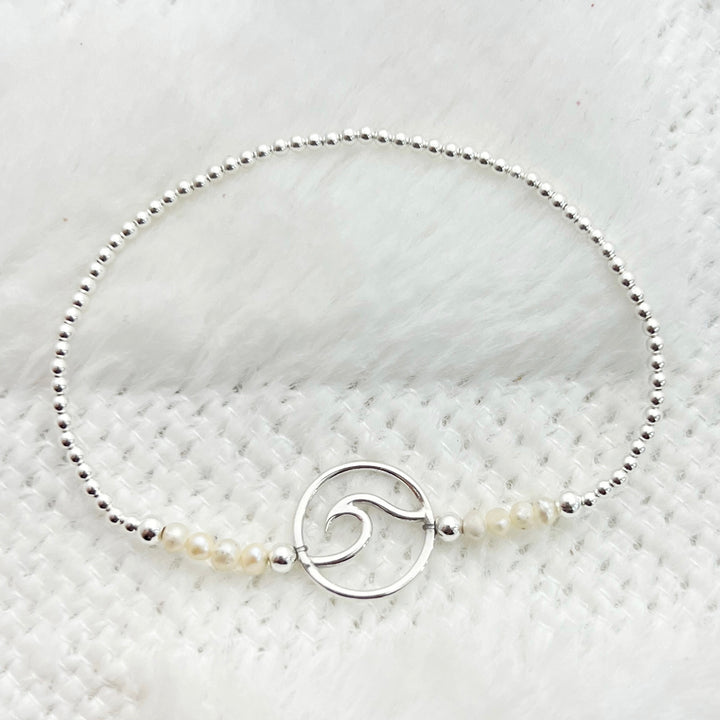Pulsera Perlas Ola de Mar Plata 🌊
