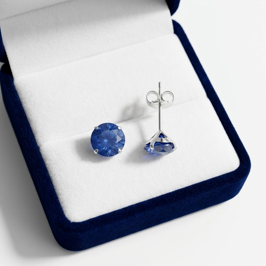 Aretes Chispas Redondas Azul 9MM