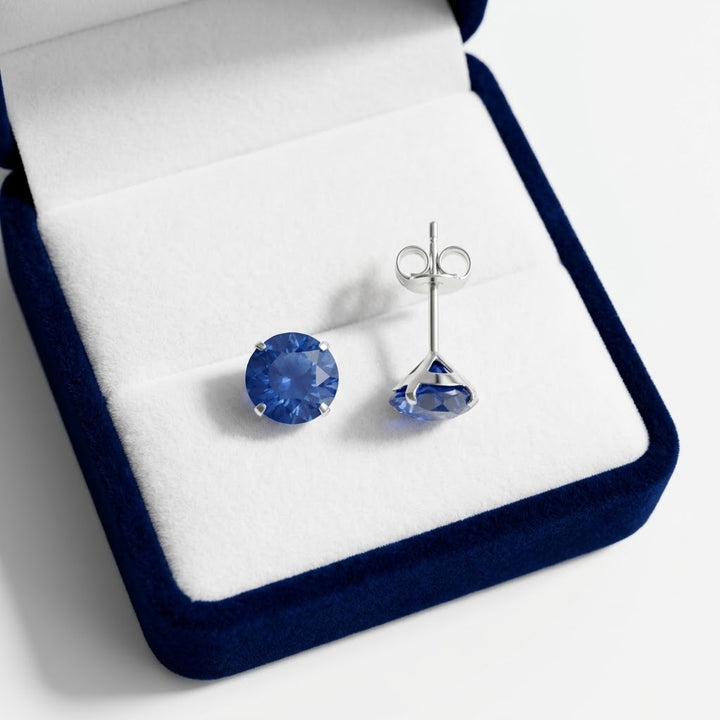 Aretes Chispas Redondas Azul 9MM