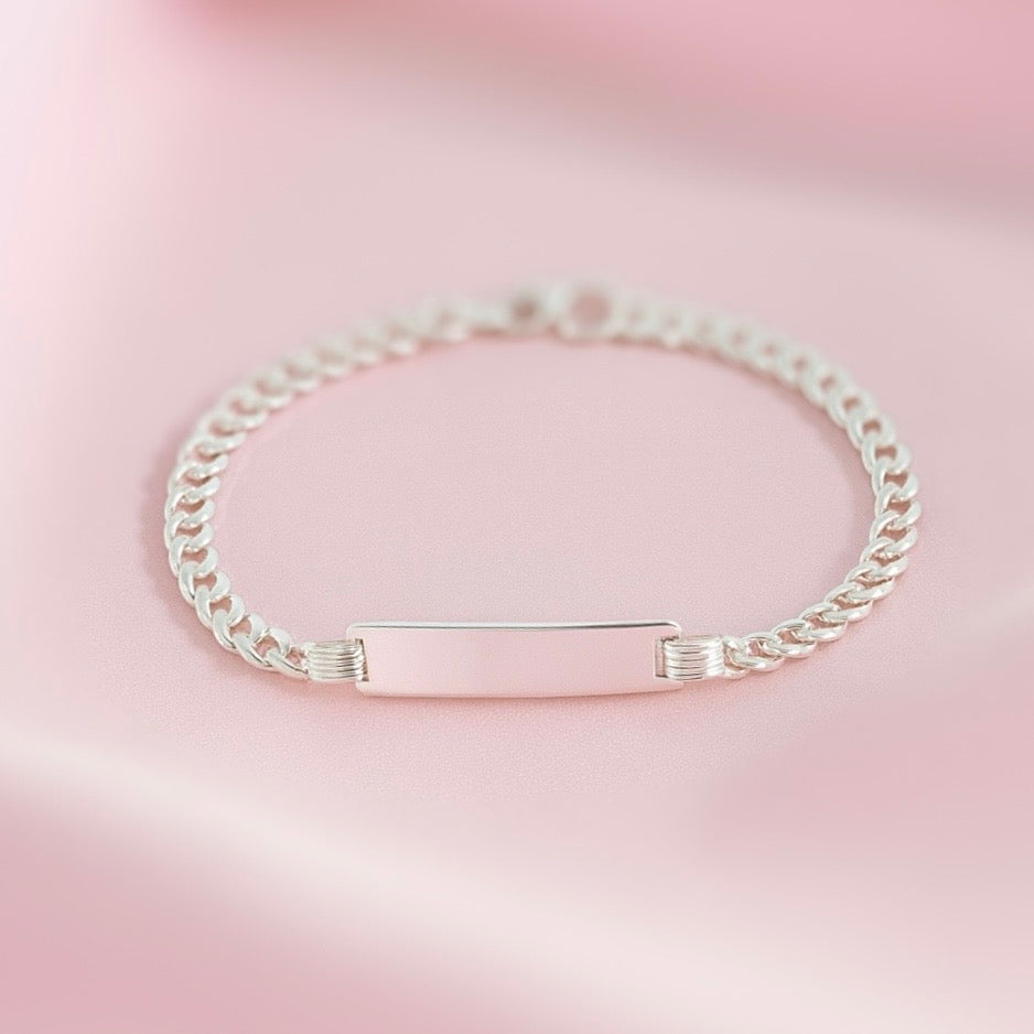 Pulsera Plata Love Niña y Niño Curb