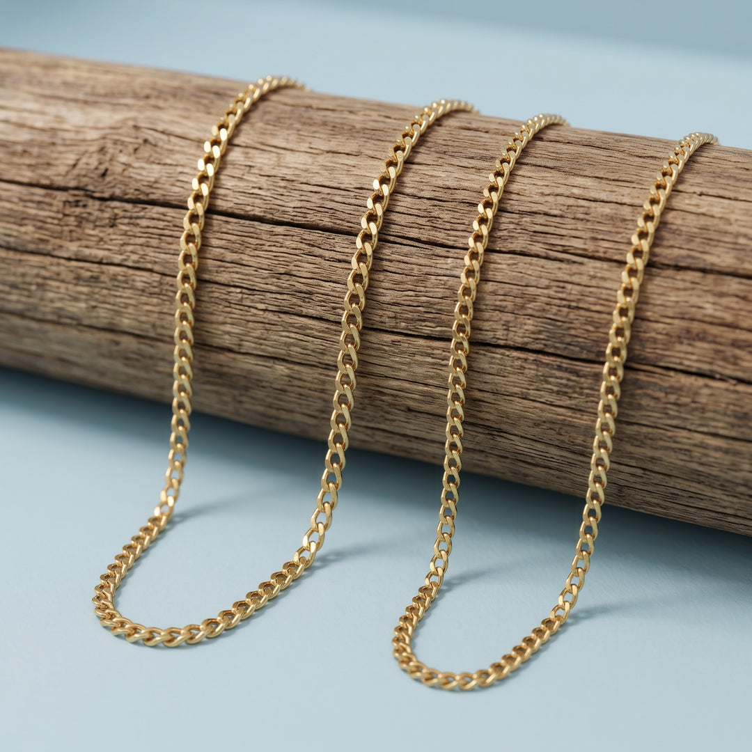 Cadena🔹Acero 3MM Curb Dorada 60CM