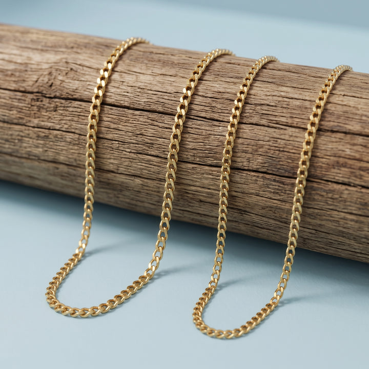 Cadena🔹Acero 3MM Curb Dorada 60CM
