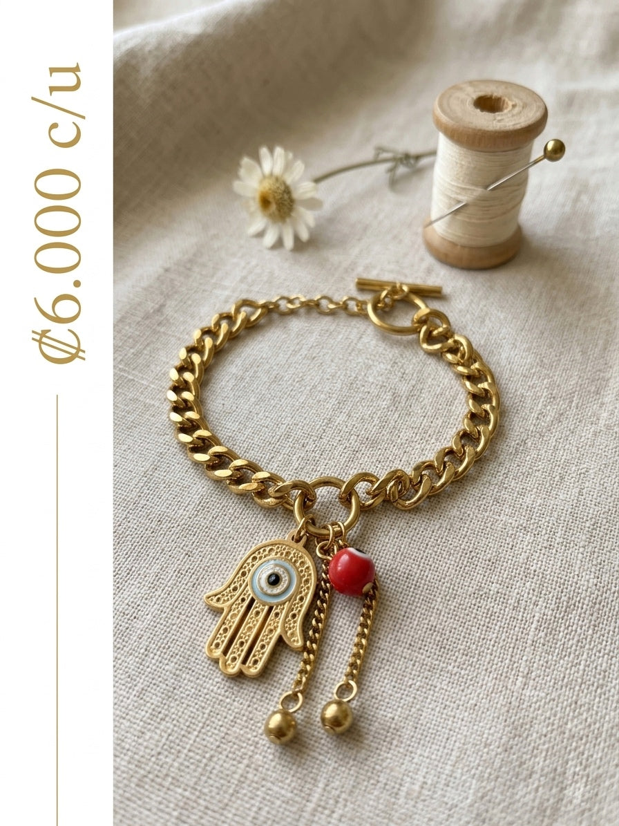 Pulsera Acero Mano Hamsa 🪬