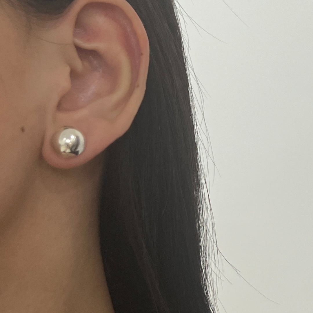 Aretes de Plata Media Bola 12MM