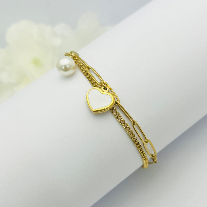 Pulsera Corazón Blanco Perla🤍