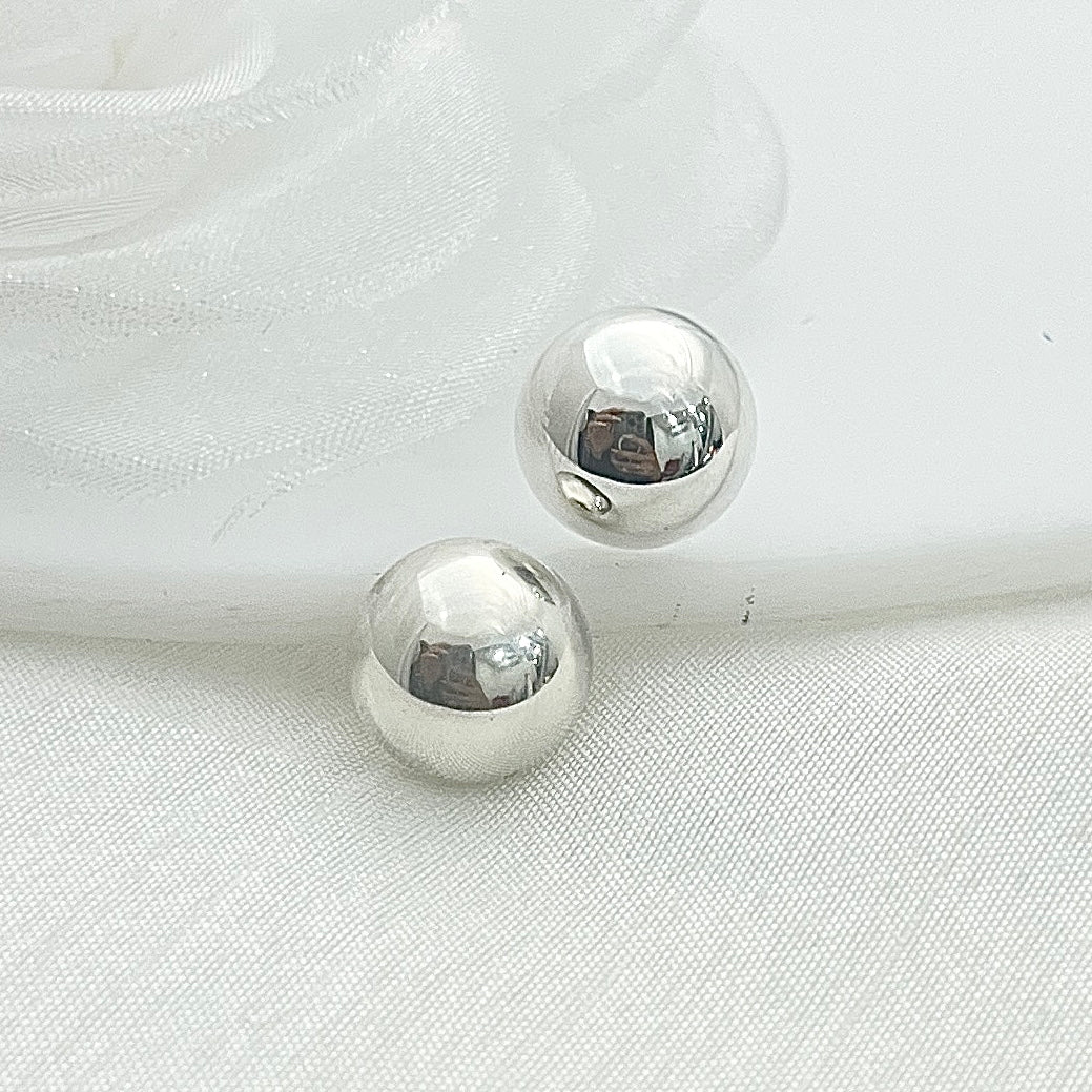 Aretes de Plata Media Bola 12MM