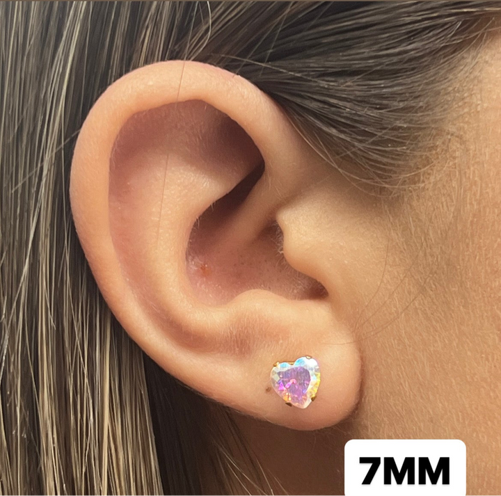 Aretes de Acero Corazón Tornasol