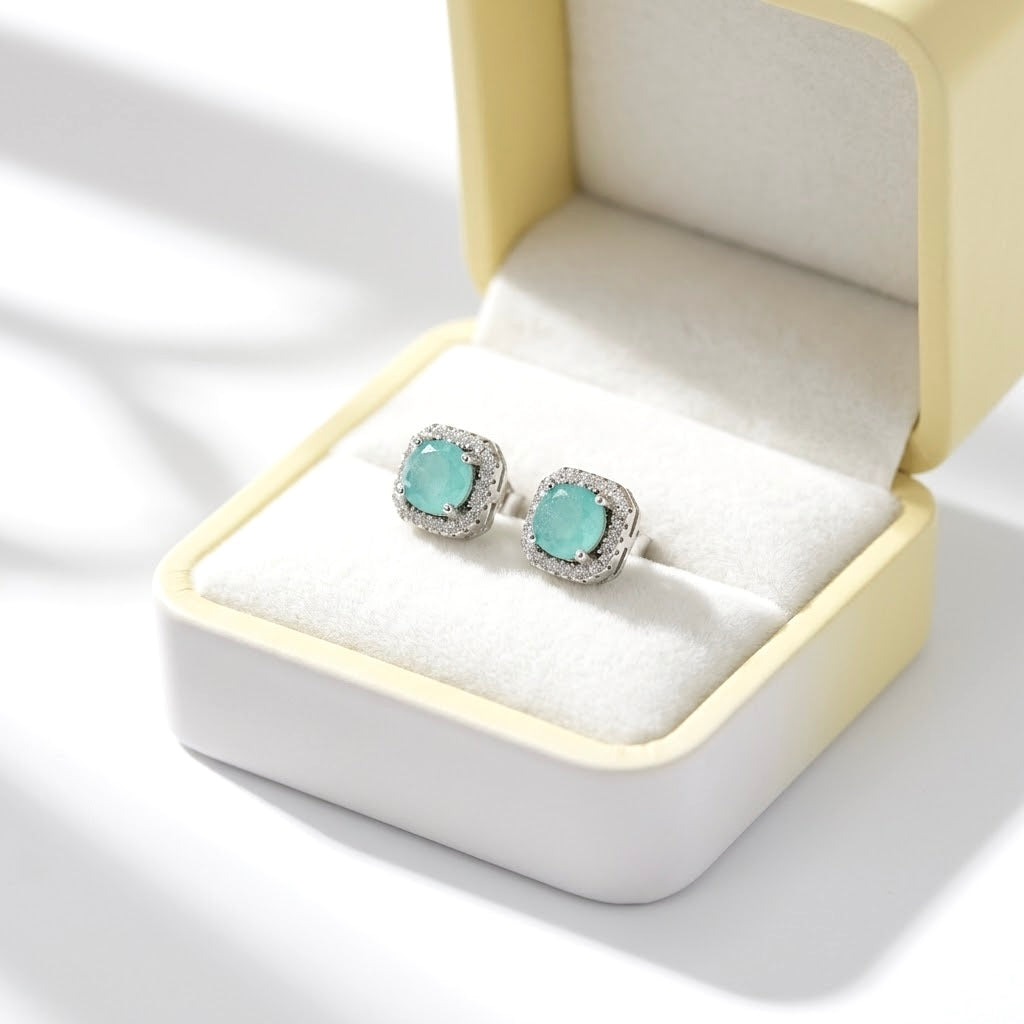 Aretes Plata Turquesa 8MM