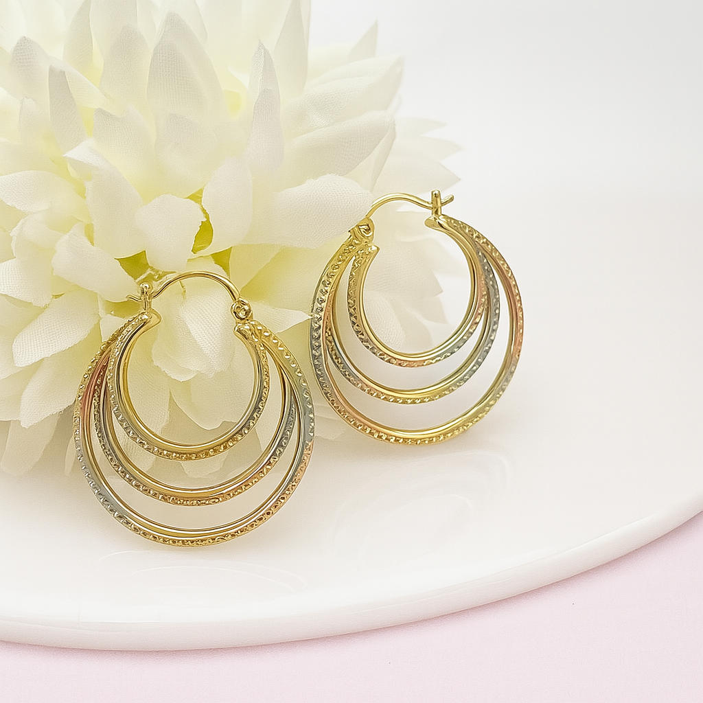 Argollas Acero Triple Acero TriColor