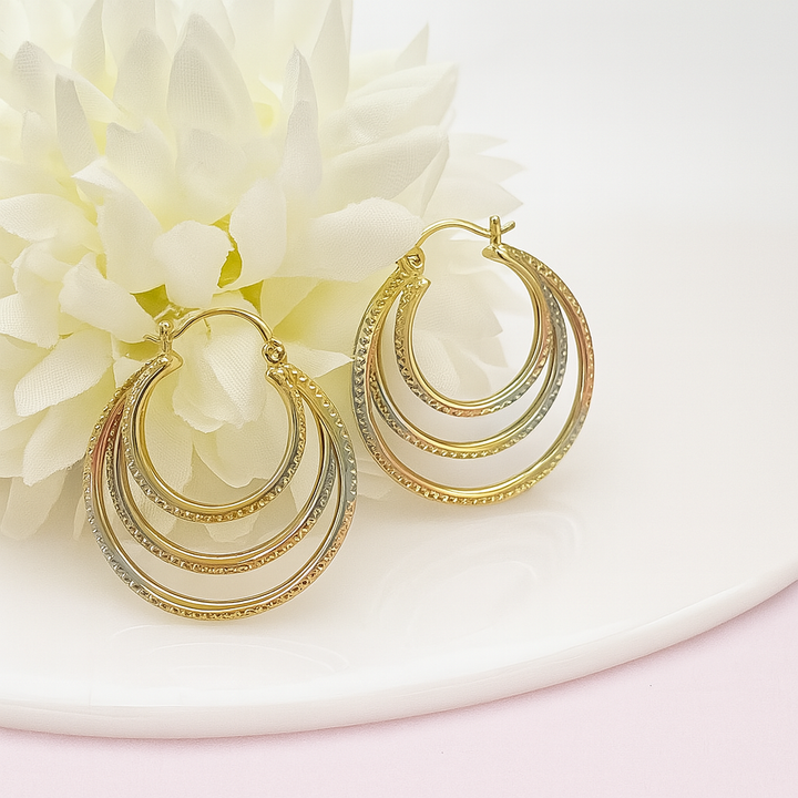 Argollas Acero Triple Acero TriColor