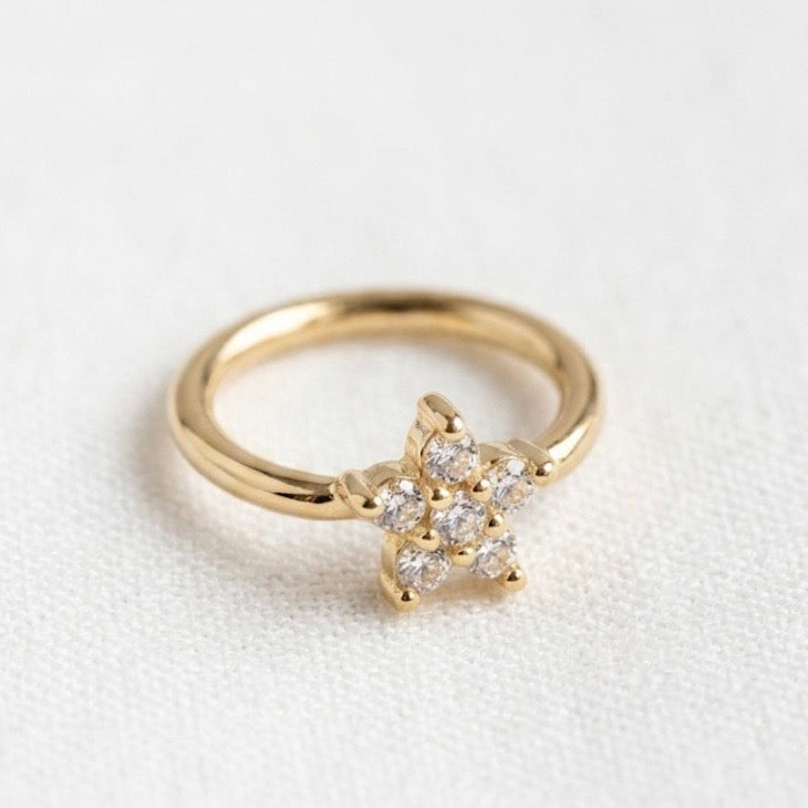 Piercing Argolla de Nariz 🌸 Flor Quirúrgico Dorado