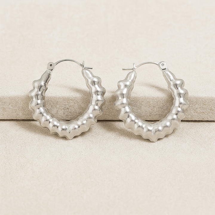 Argollas Acero Hueso Plateadas  🦴 28MM