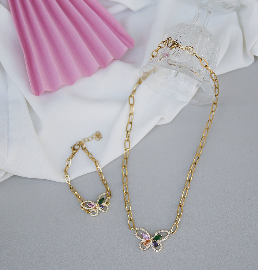 Collar y Pulsera Mariposa 🦋 Dorado