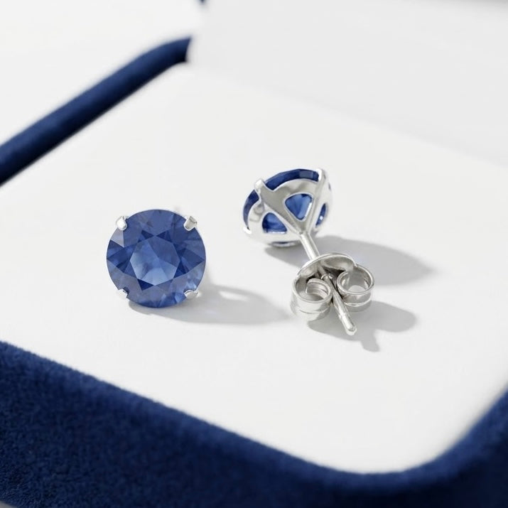 Aretes Chispas Redondas Azul 9MM