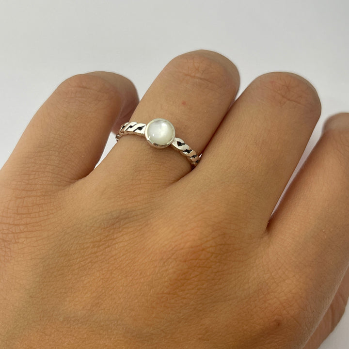 Anillo de Plata Circulo Madre Perla⚪️