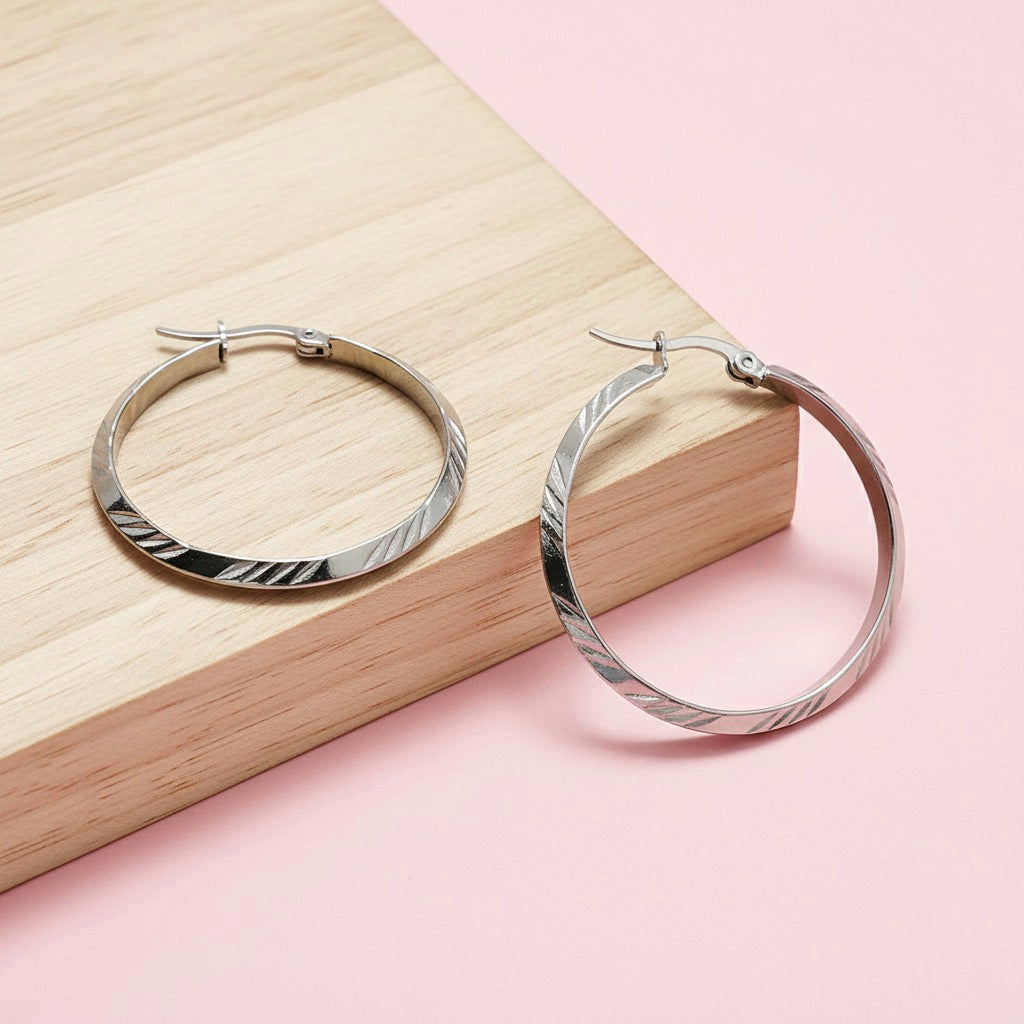 Argollas Cielo 30MM Plateado Acero