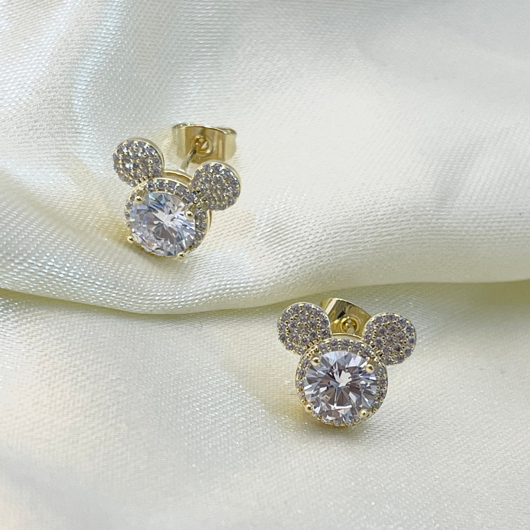 Aretes de acero Dorado Mickey