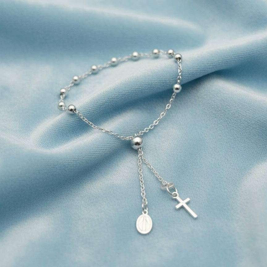 Pulsera Virgen Milagrosa Ajustable Plata 925