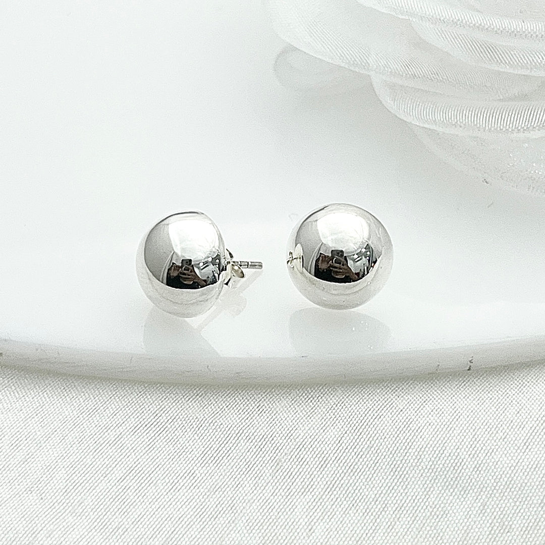 Aretes de Plata Media Bola 10MM