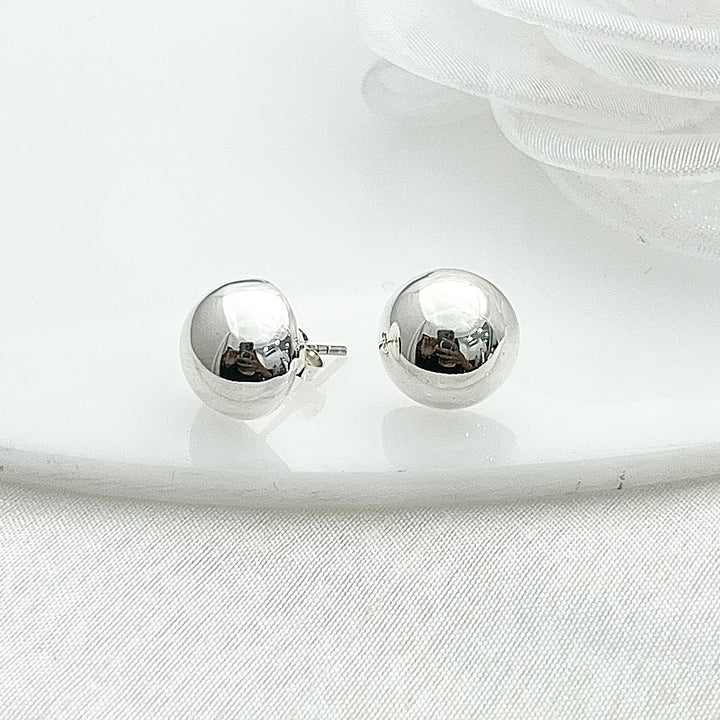 Aretes de Plata Media Bola 10MM