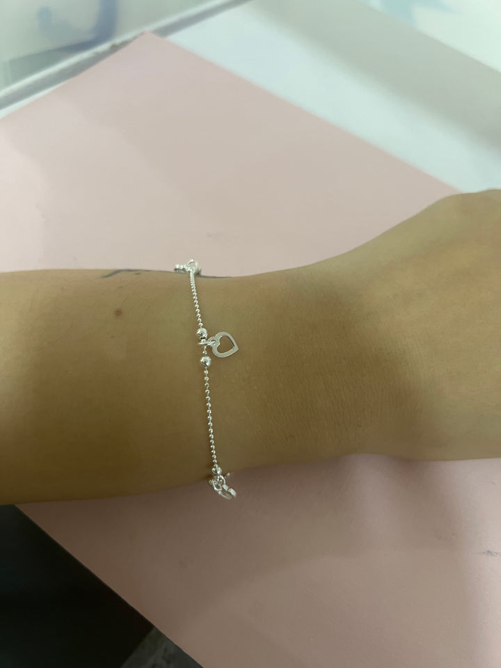 Pulsera Plata Corazones