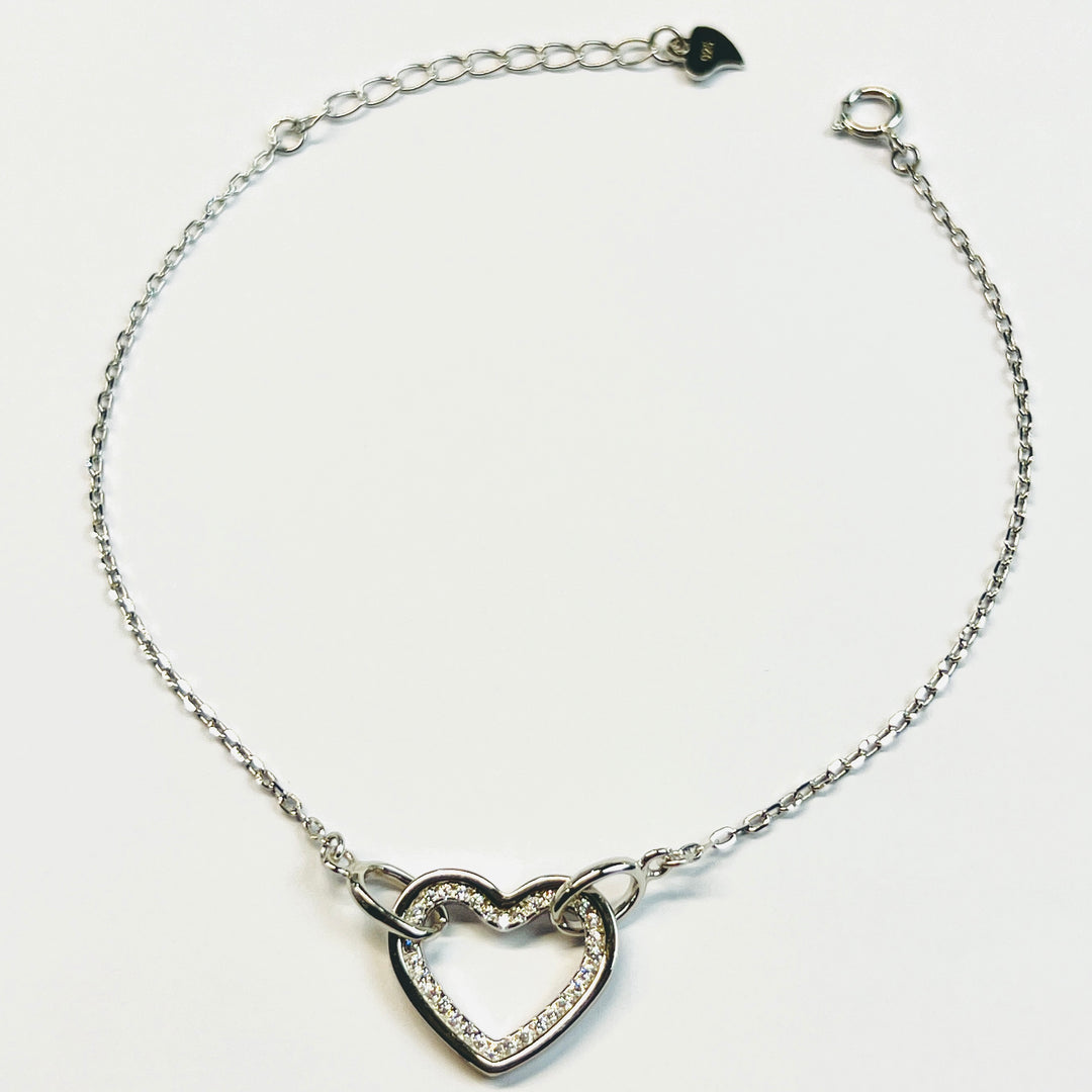 Pulsera Plata Corazón Grande