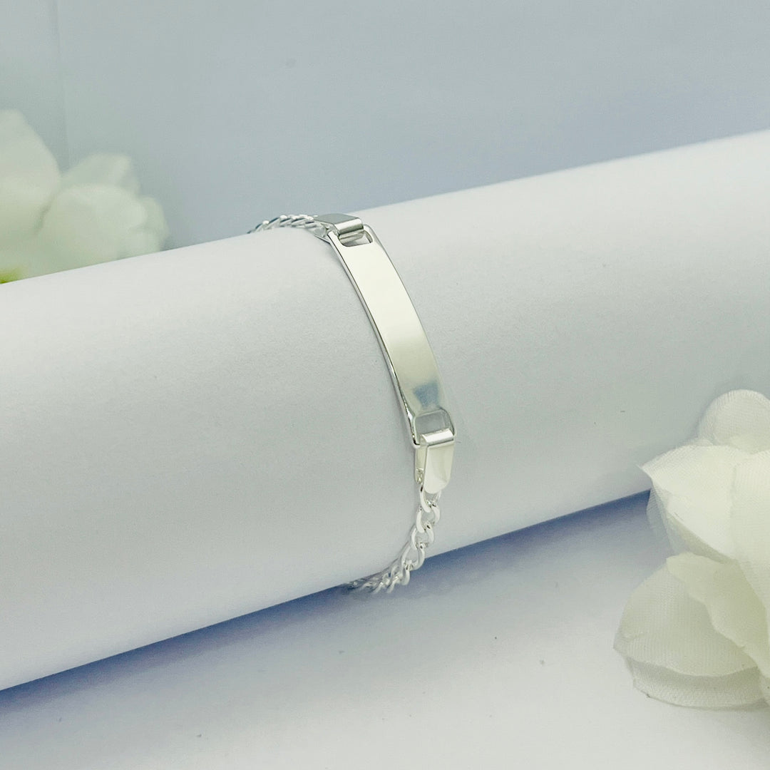 Pulsera Acero Blanca Fígaro Niño y Niña