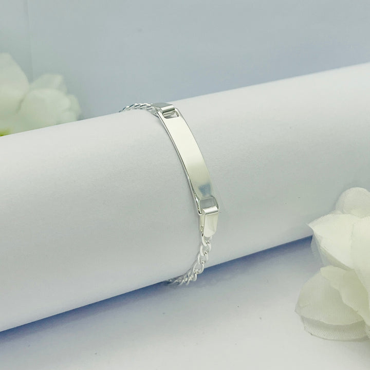 Pulsera Acero Blanca Fígaro Niño y Niña