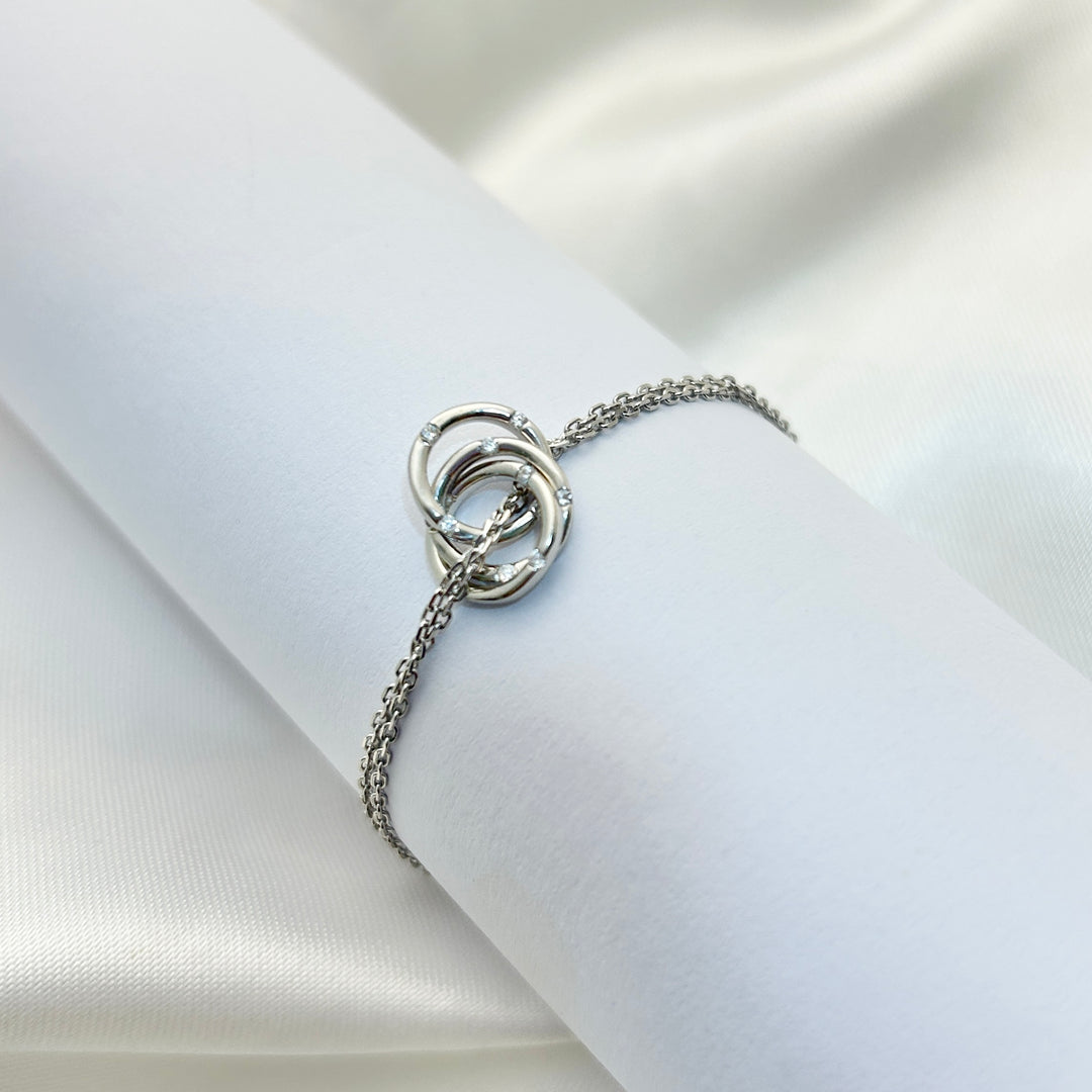 Pulsera Plata Círculo Enlazados