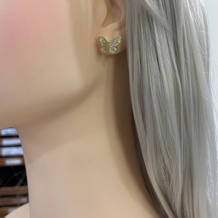 Aretes de Acero Dorado Reflejo de Mariposa🦋