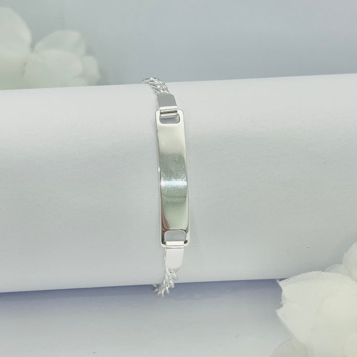 Pulsera Acero Blanca Fígaro Niño y Niña